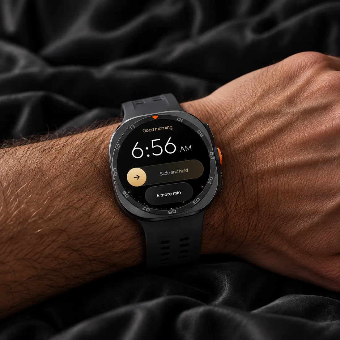 手首のGalaxy Watch UltraがPhasewakeのアラームで振動